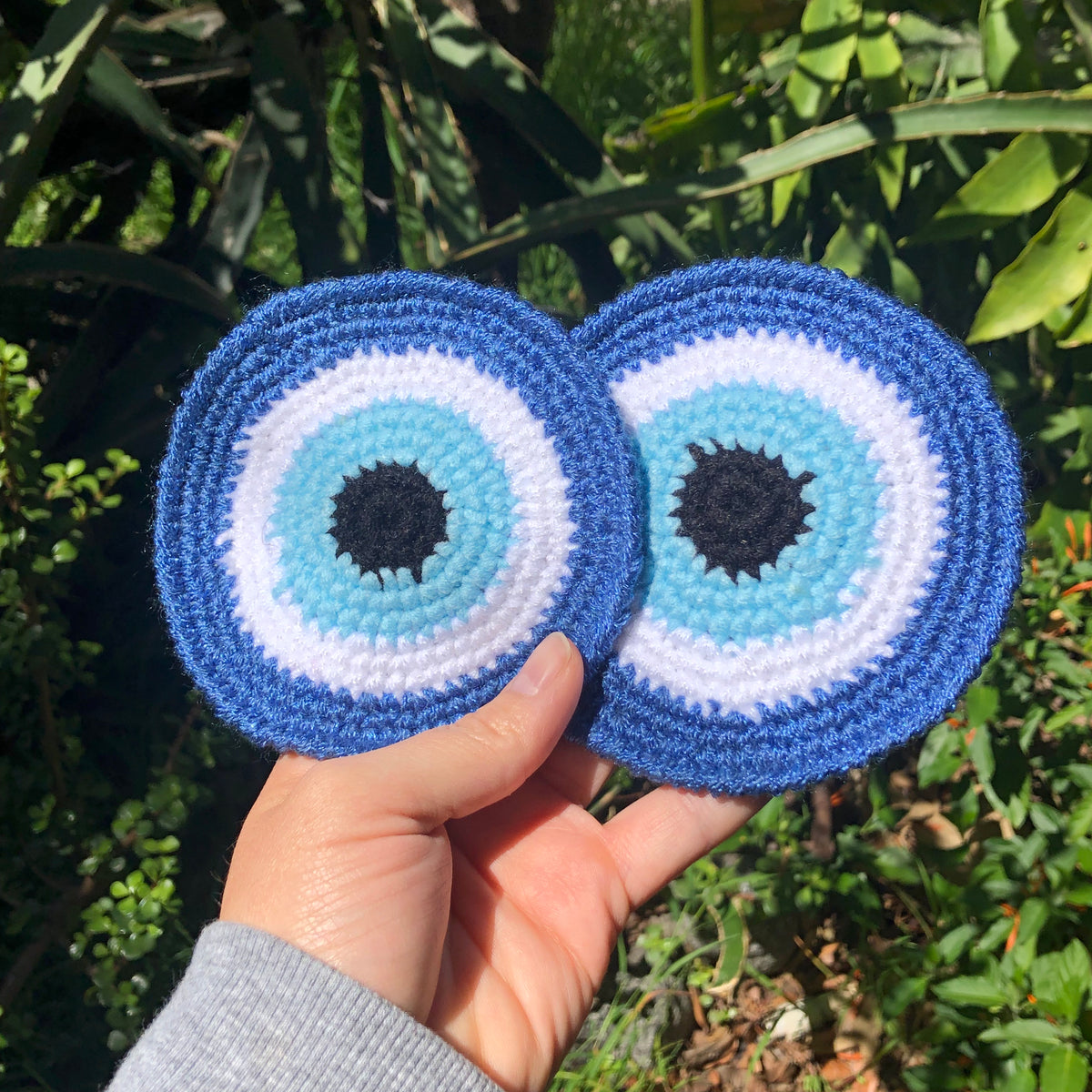 Set of 2 Crochet Evil Eye Coasters Los Ojitos