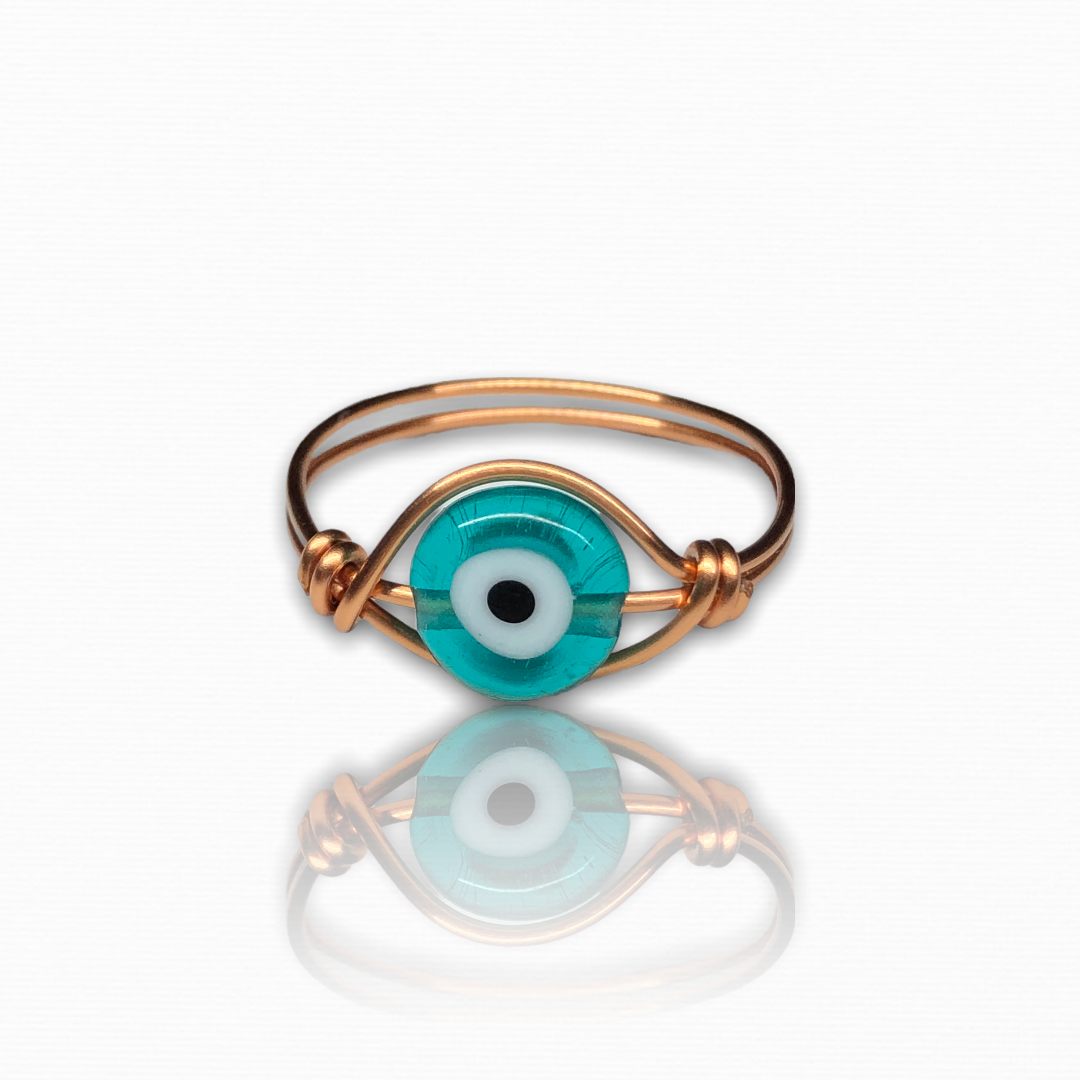 Aqua Evil Eye ring