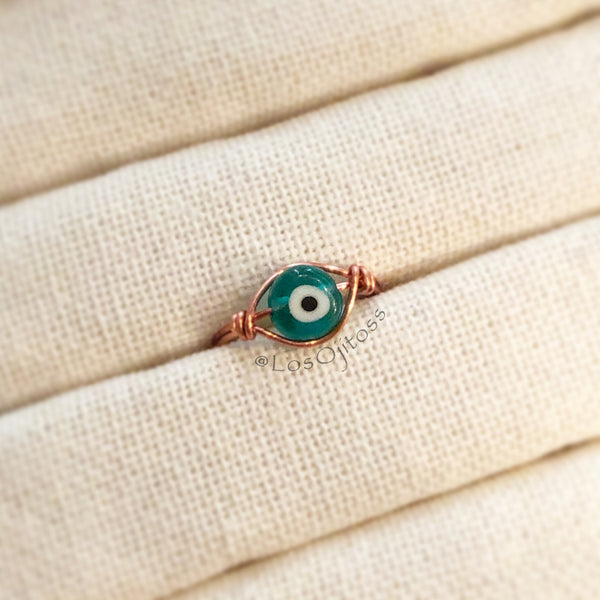 Aqua Evil Eye ring