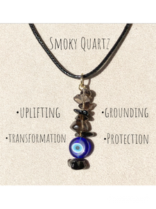 Smoky Quartz Evil Eye necklace