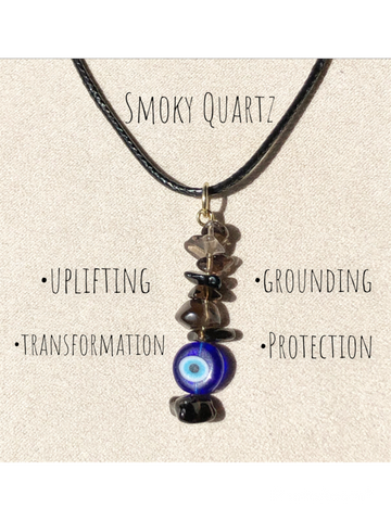 Smoky Quartz Evil Eye necklace