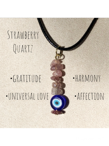 Strawberry Quartz Evil Eye necklace