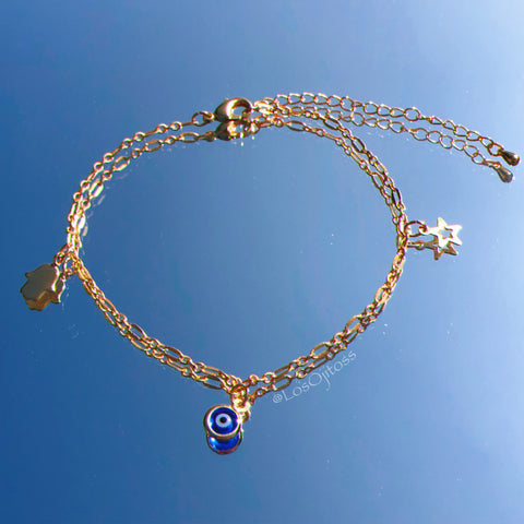 Evil Eye Star Hasma anklet