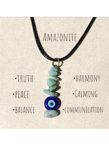 Amazonite Evil Eye necklace