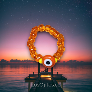 Orange Evil Eye elastic ring